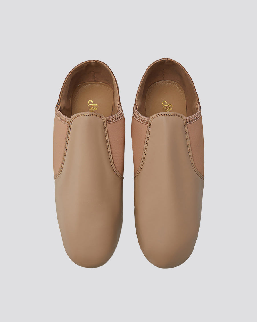 Tan Kids Unisex Jazz Shoes Leather Slip-On Dance Shoes