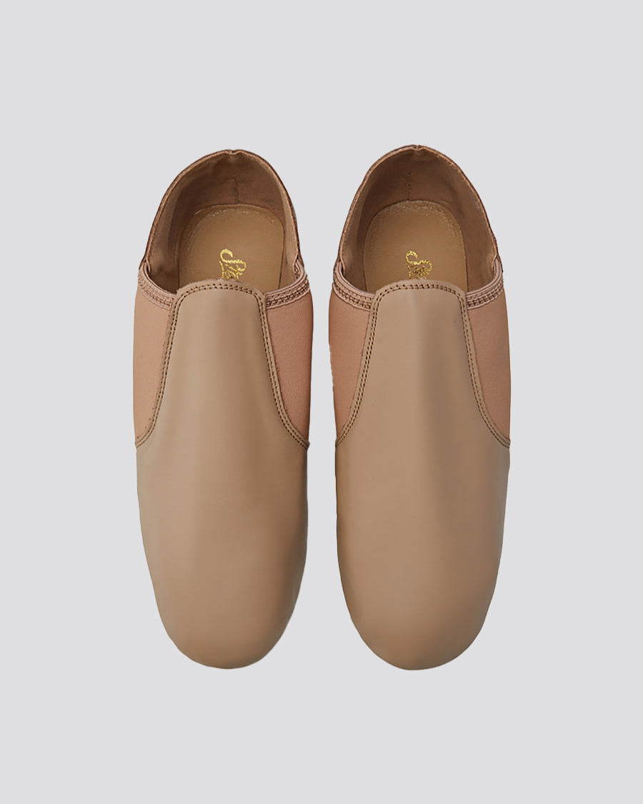 Tan Kids Unisex Jazz Shoes Leather Slip-On Dance Shoes