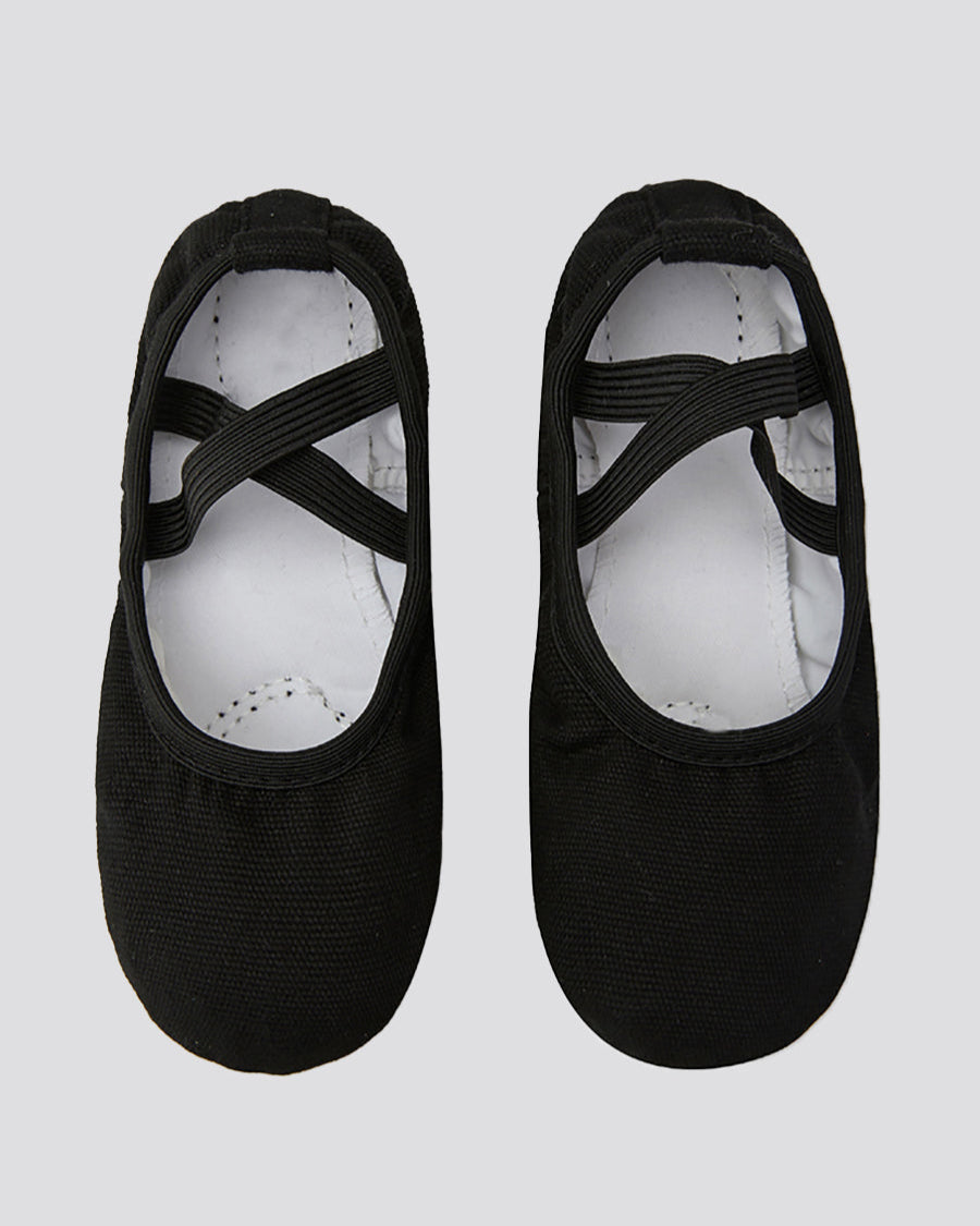 Black Kids Classic Canvas Ballet Shoes (no drawstring)