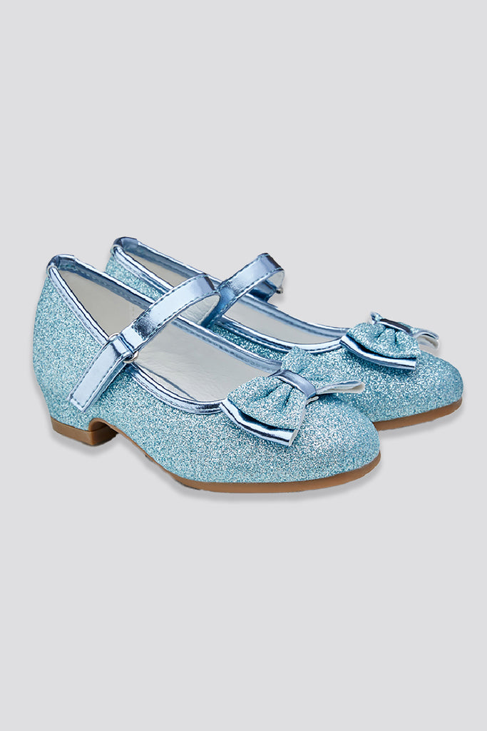 sparkly mary janes blue side view