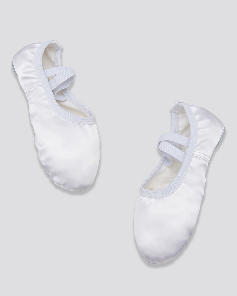 White Kids Satin Ballet Shoes