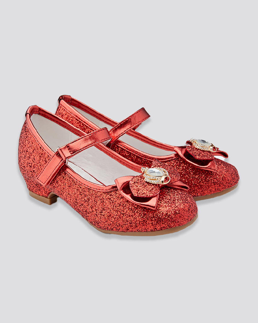 Red Girls Crown Glitter Mary Jane Dress Shoes