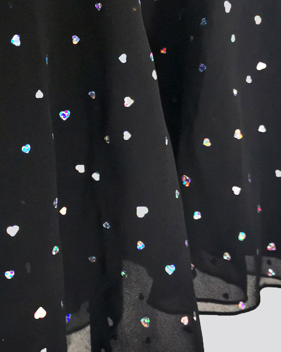 Girls Sparkling Flutter Sleeves Dress in Black