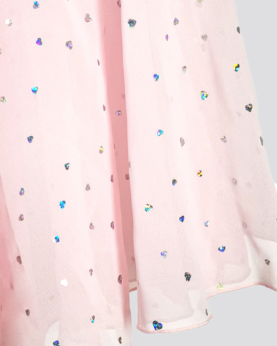 Girls Sparkling Flutter Sleeves Dress in Ballet Pink