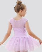 Girls Sweetheart Mesh Inserted Tank Tulle Dress in Lavender