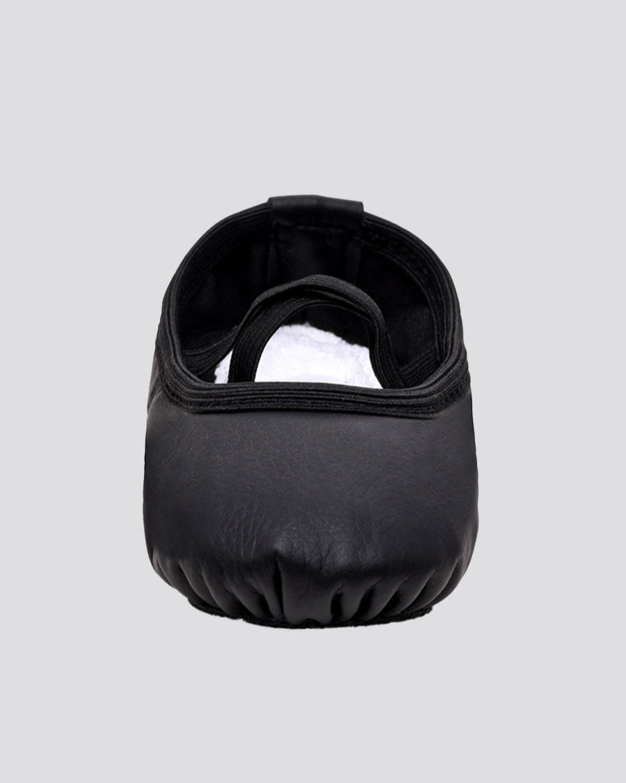 Black Kids PU Leather Ballet Shoes(split sole, no drawstring)