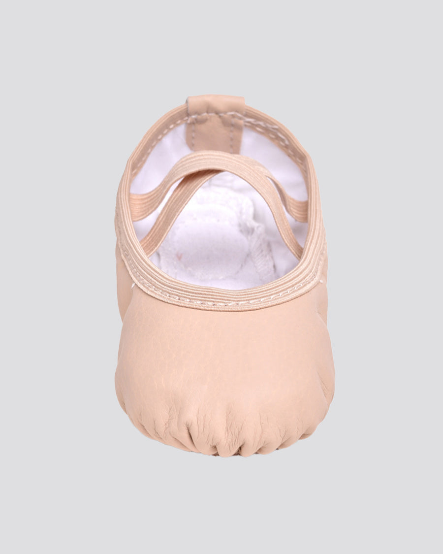 Ballet Pink Kids PU Leather Ballet Shoes(split sole, no drawstring)