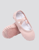 Pink Kids PU Leather Ballet Shoes(split sole, no drawstring)