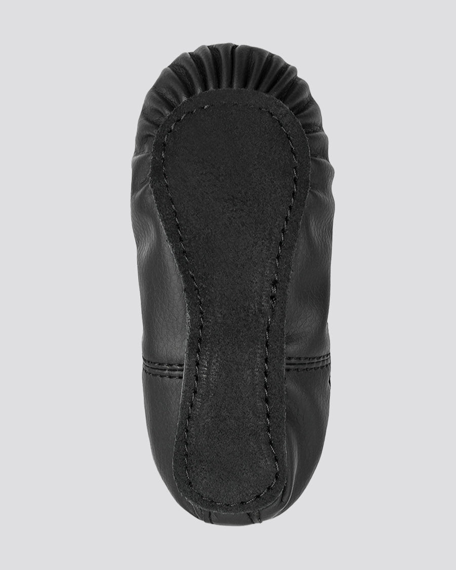 Black Kids PU Full Leather Ballet Shoes (Full Sole)