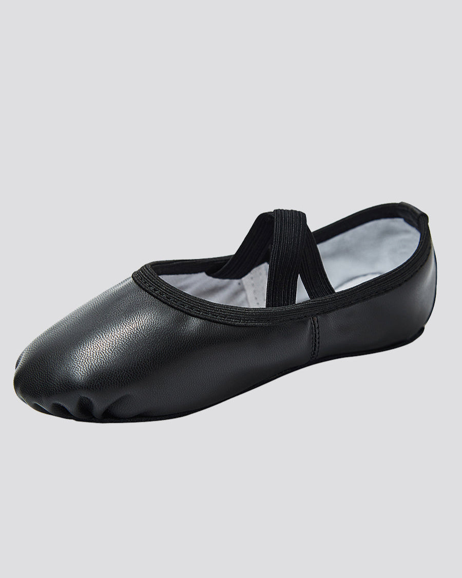 Black Kids Full Sole No-Tie Ballet Slippers