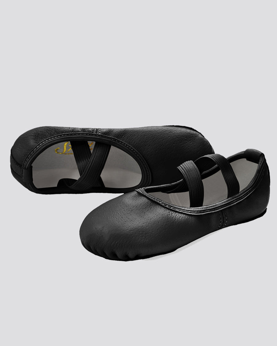 Black Kids Premium Leather Ballet Shoes (Split Sole)