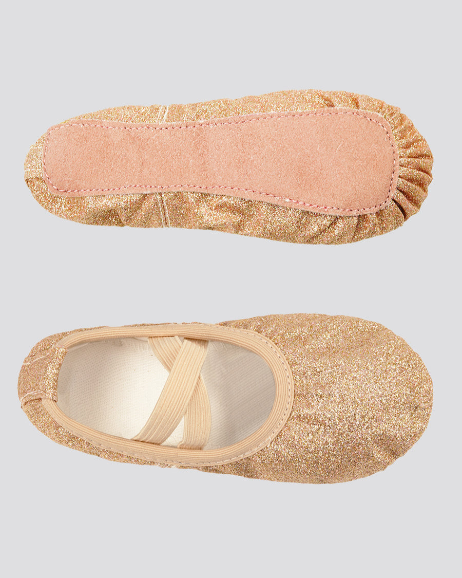 Gold glitter Kids Glitter Ballet Shoes