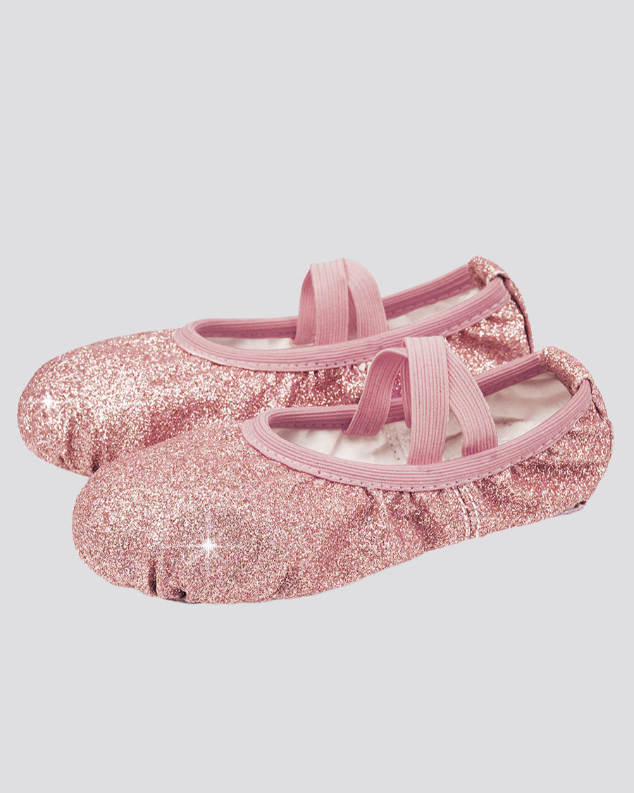 Rose Glitter Kids Glitter Ballet Shoes