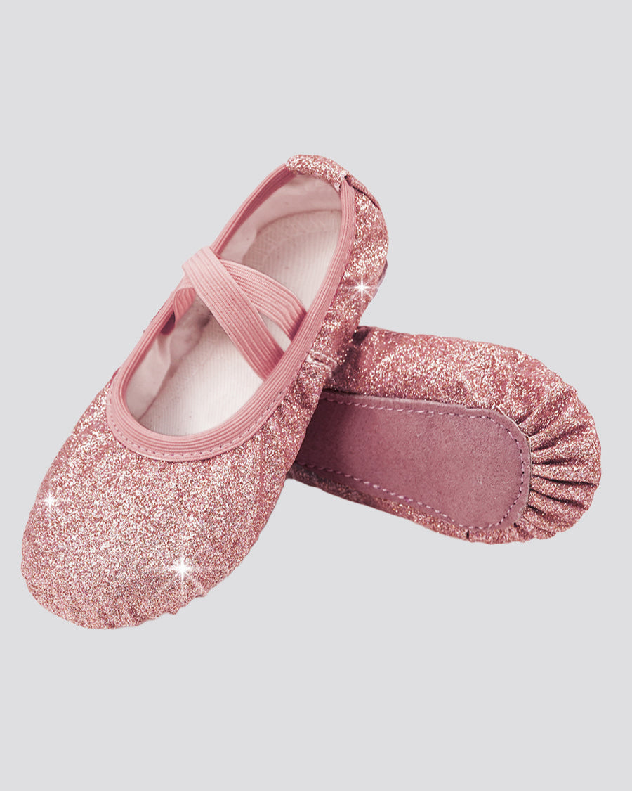 Rose Glitter Kids Glitter Ballet Shoes