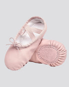Ballet Pink Kids PU Leather Ballet Shoes (Split Sole, With Lace)