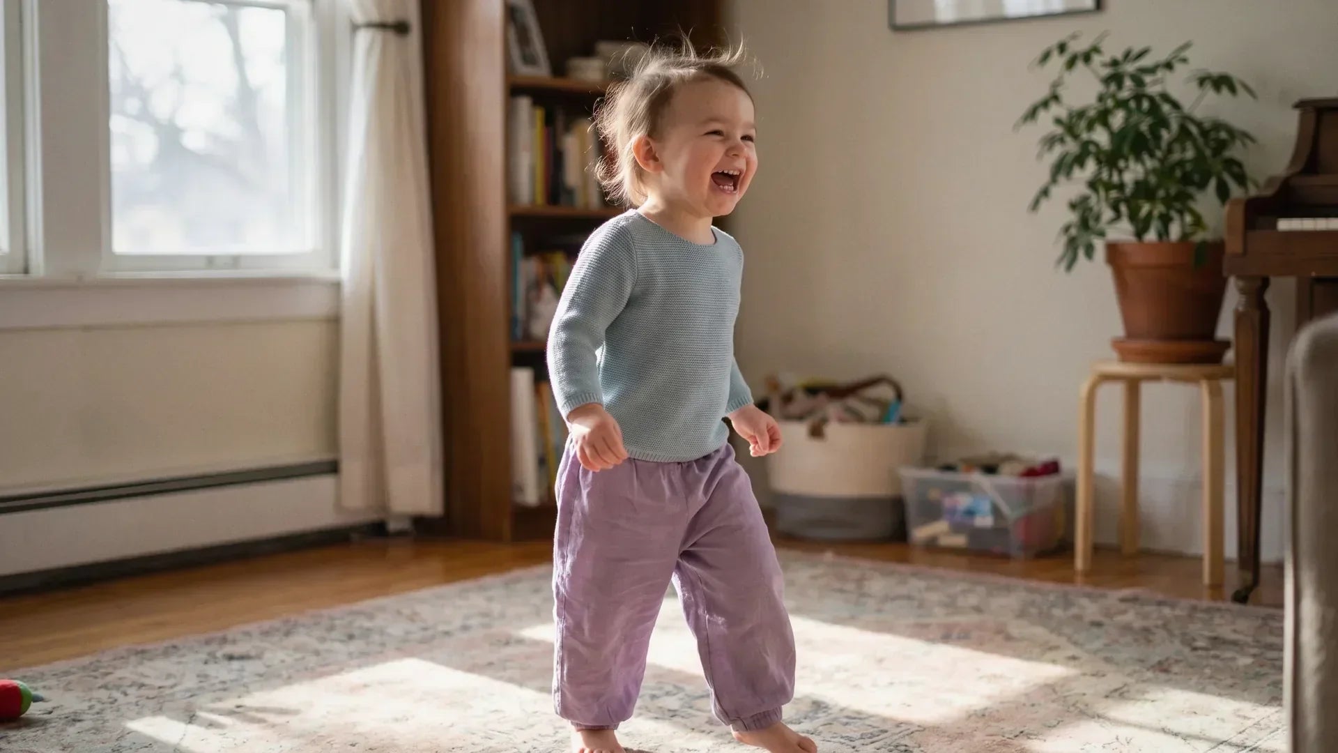 Kid learning easy dance moves with a grapevine step at home