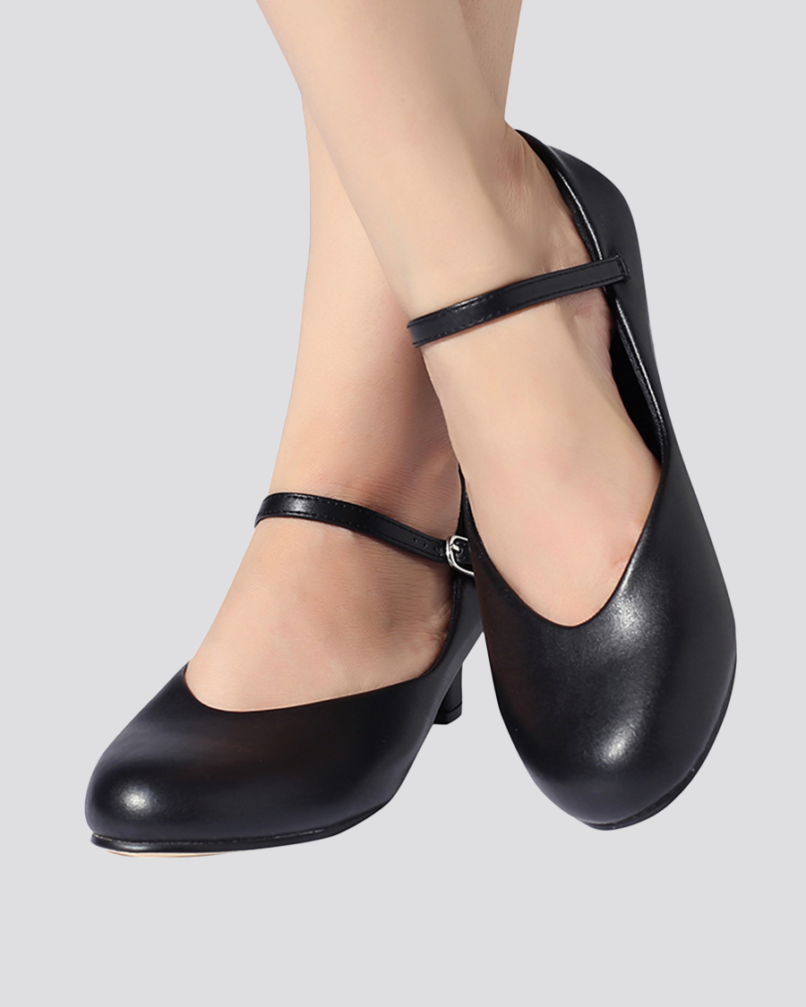 1.5 inch heels black shoe