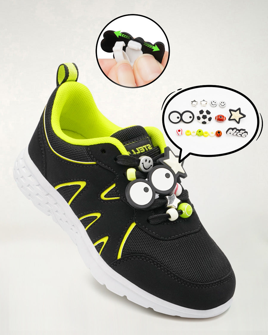 Black Kids Sneakers | Lace-Up Tennis Shoes for Boys and Girls