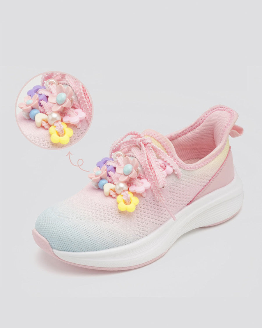 Rainbow Blue Kids Lace-Up Running Sneakers - View 3