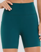 Forest Green SoftLuxe Yoga Shorts with Pockets - View 1