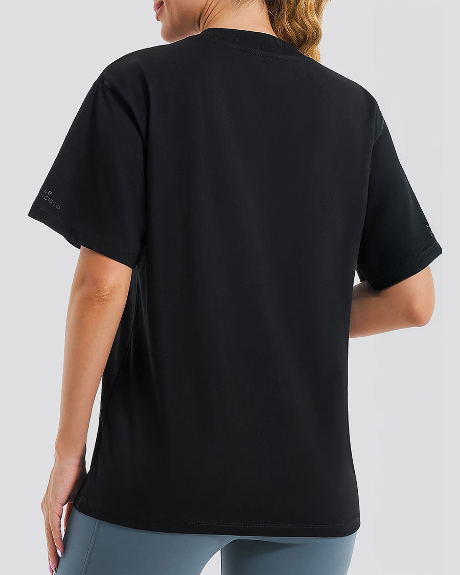 Black womens cotton t-shirts back view