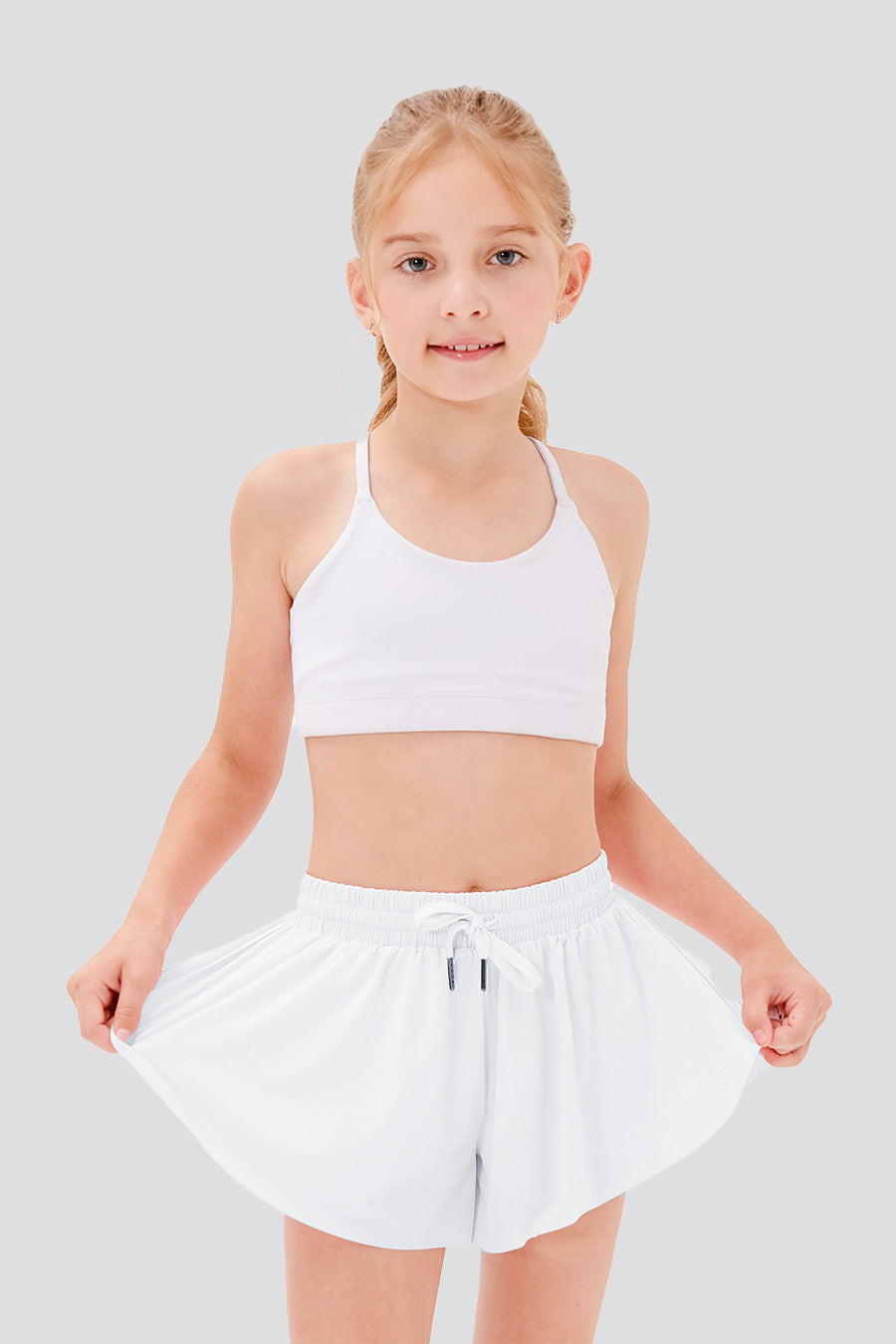 White butterfly shorts for girls