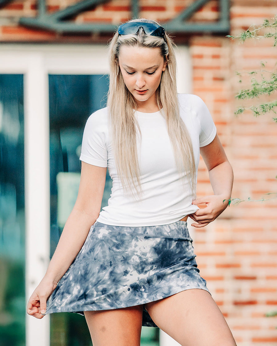 Tie Dye Black tennis skirt front view