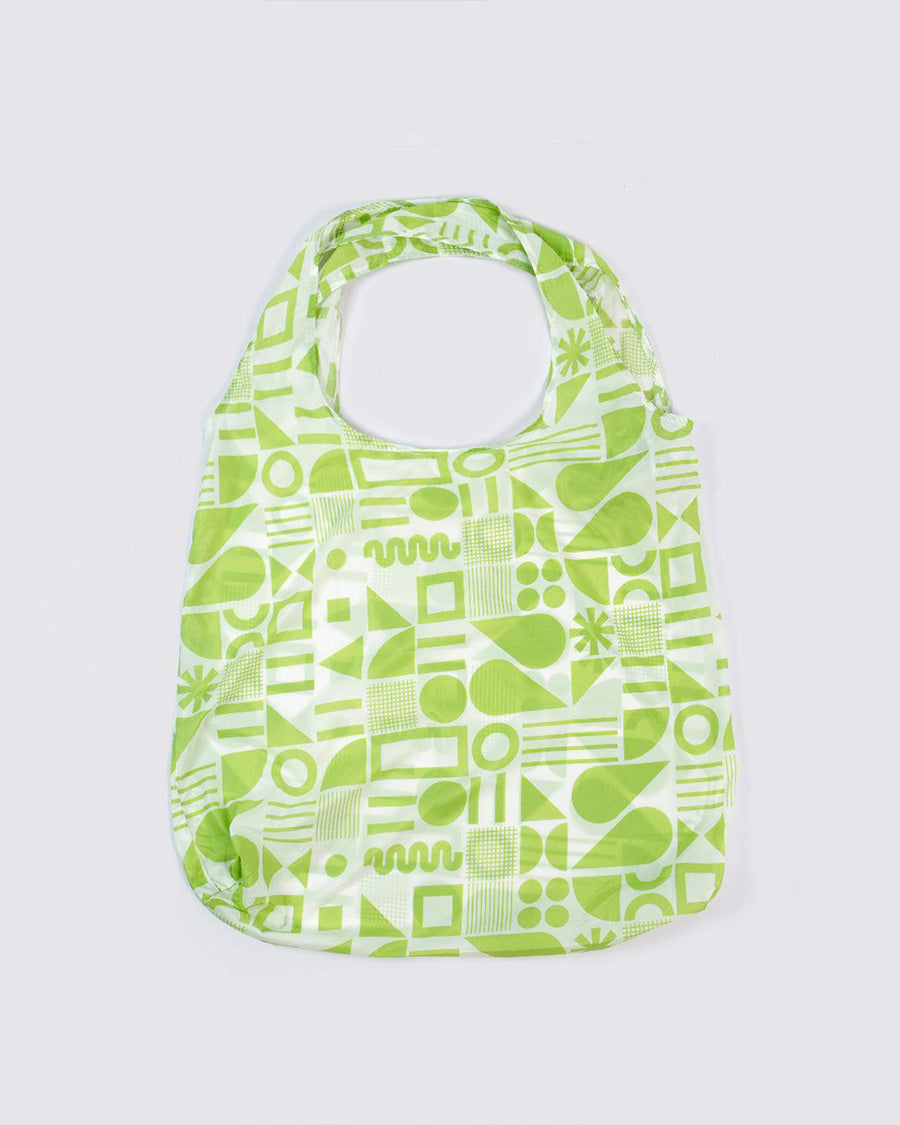 Grocery tote bags green geometry