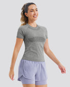 Grey Seamless Short Sleeve Yoga Tops