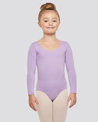 Purple Girls Long Sleeve Ballet Leotard