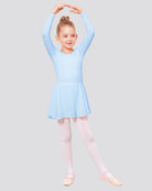 Girls Long Sleeve Ballet Leotards with Sheer Skirt in blue