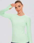 Mint Green Seamless Long Sleeve Tops (Thumb Hole)