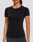 Black Seamless Short Sleeve Yoga Tops