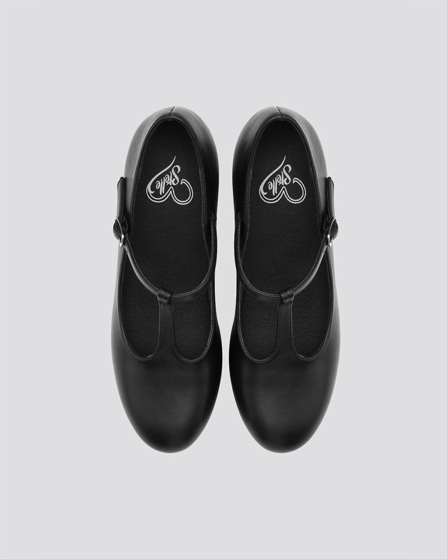 Black T-Strap Character Shoes with 2.5" Heel - View 3
