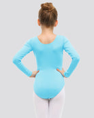 Pool Blue Girls Long Sleeve Ballet Leotard