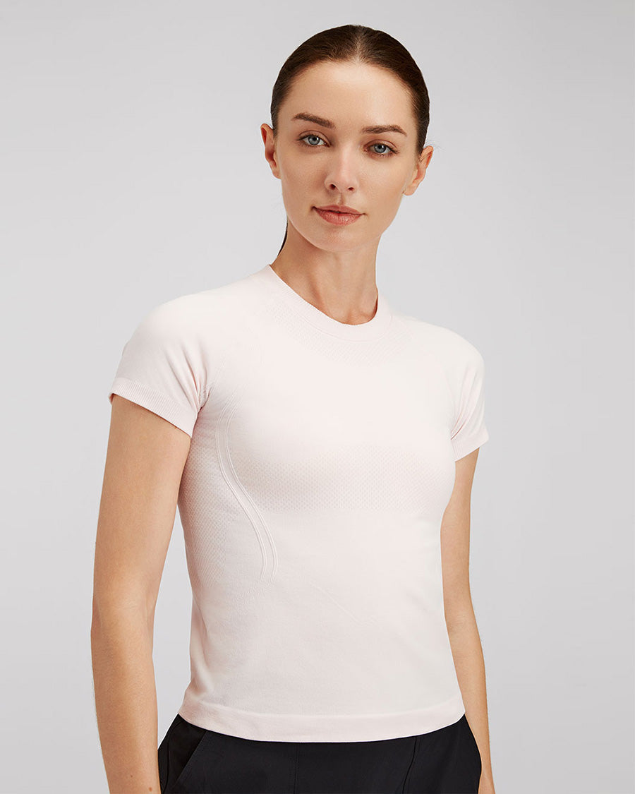 Ballet Pink Seamless Short Sleeve Yoga Tops