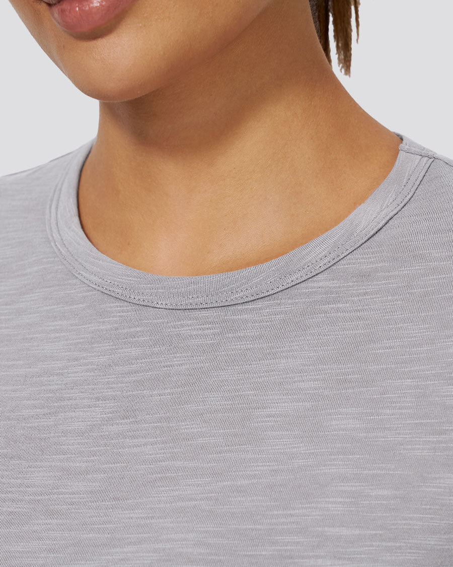 Grey womens cotton t-shirts front view detail