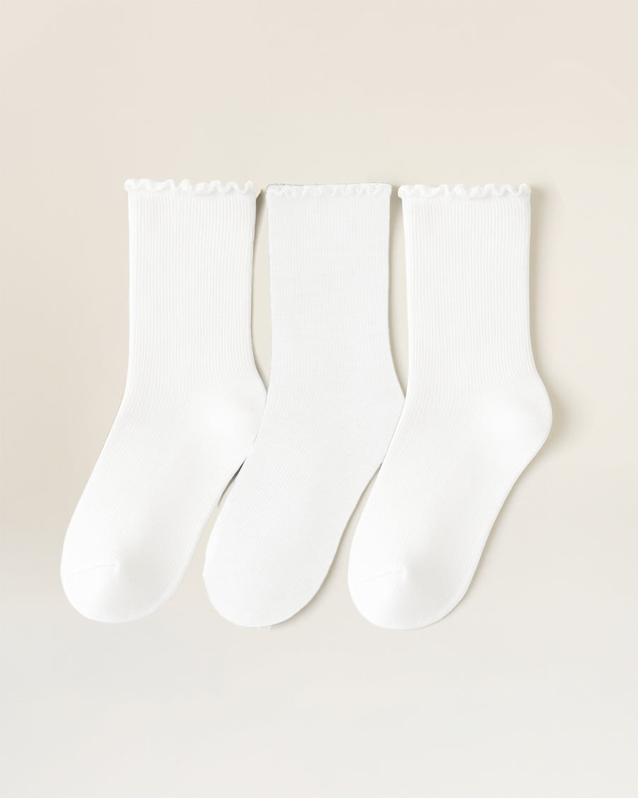 White Kids Ruffle Trimmed Socks