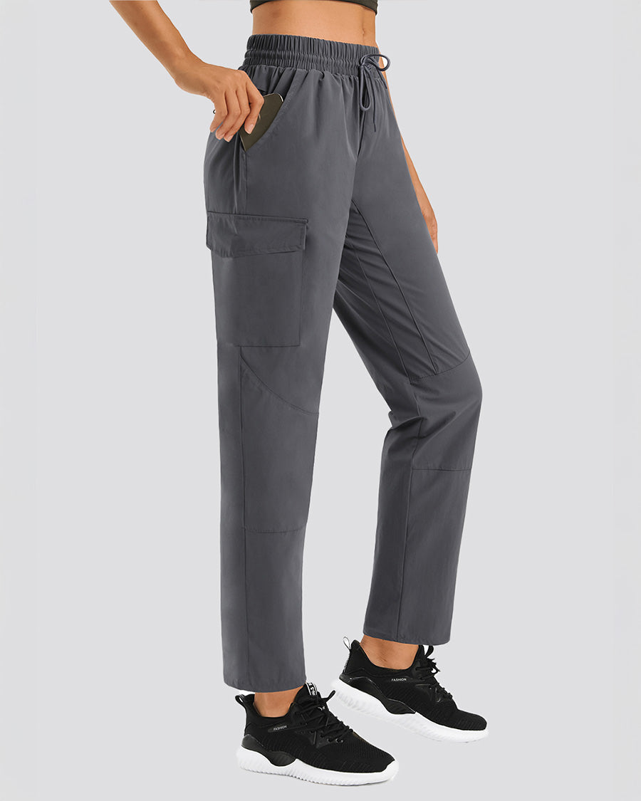 Grey Cargo Hiking Pants Straight Leg