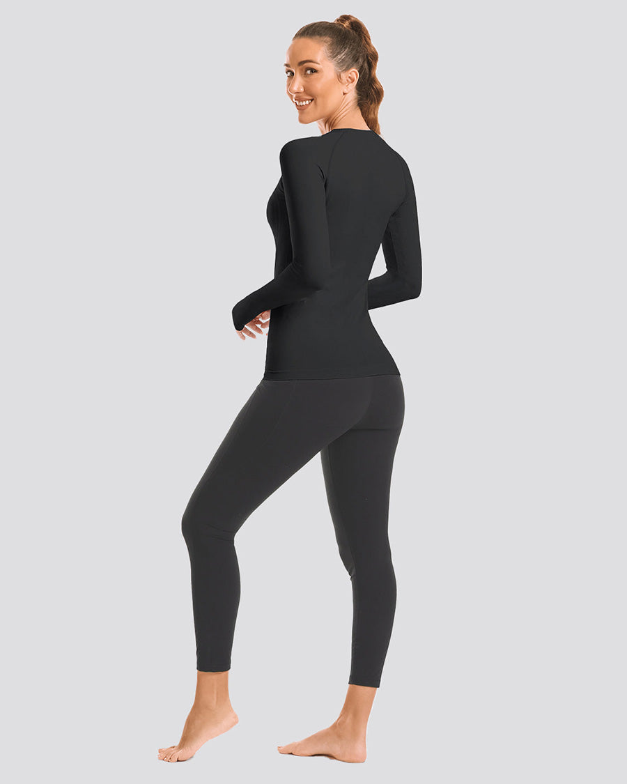 Black Seamless Long Sleeve Tops (Thumb Hole)