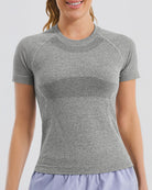 Grey Seamless Short Sleeve Yoga Tops