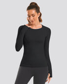Black Seamless Long Sleeve Tops (Thumb Hole)