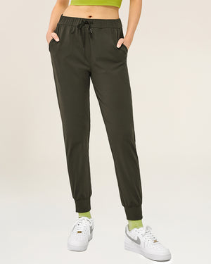 [YOUHEE] GRAPHIC JOGGER PANTS /追跡付 Dark Olive High Waisted Jogger Pants | Stylish & Comfortable