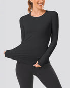 Black Seamless Long Sleeve Tops (Thumb Hole)