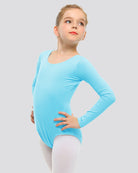 Pool Blue Girls Long Sleeve Ballet Leotard