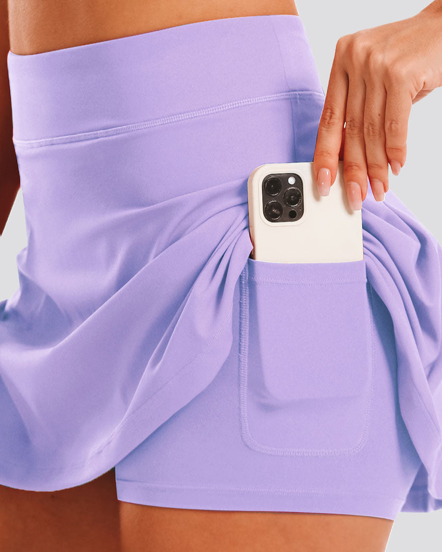 Lilac pleated tennis skirt with pockets