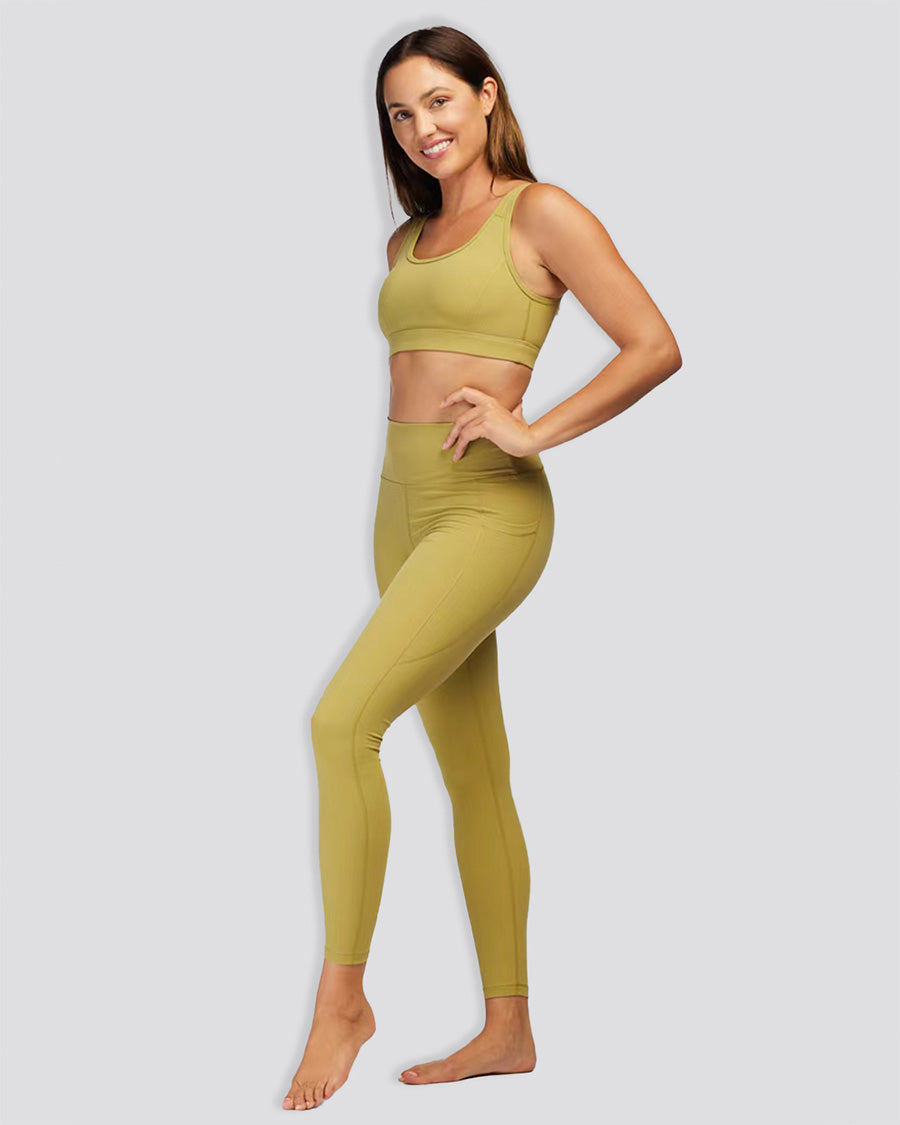Golden Lime Women Yoga Pants - View 2