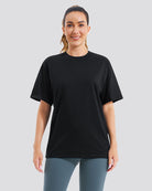 Black womens cotton t-shirts front view 