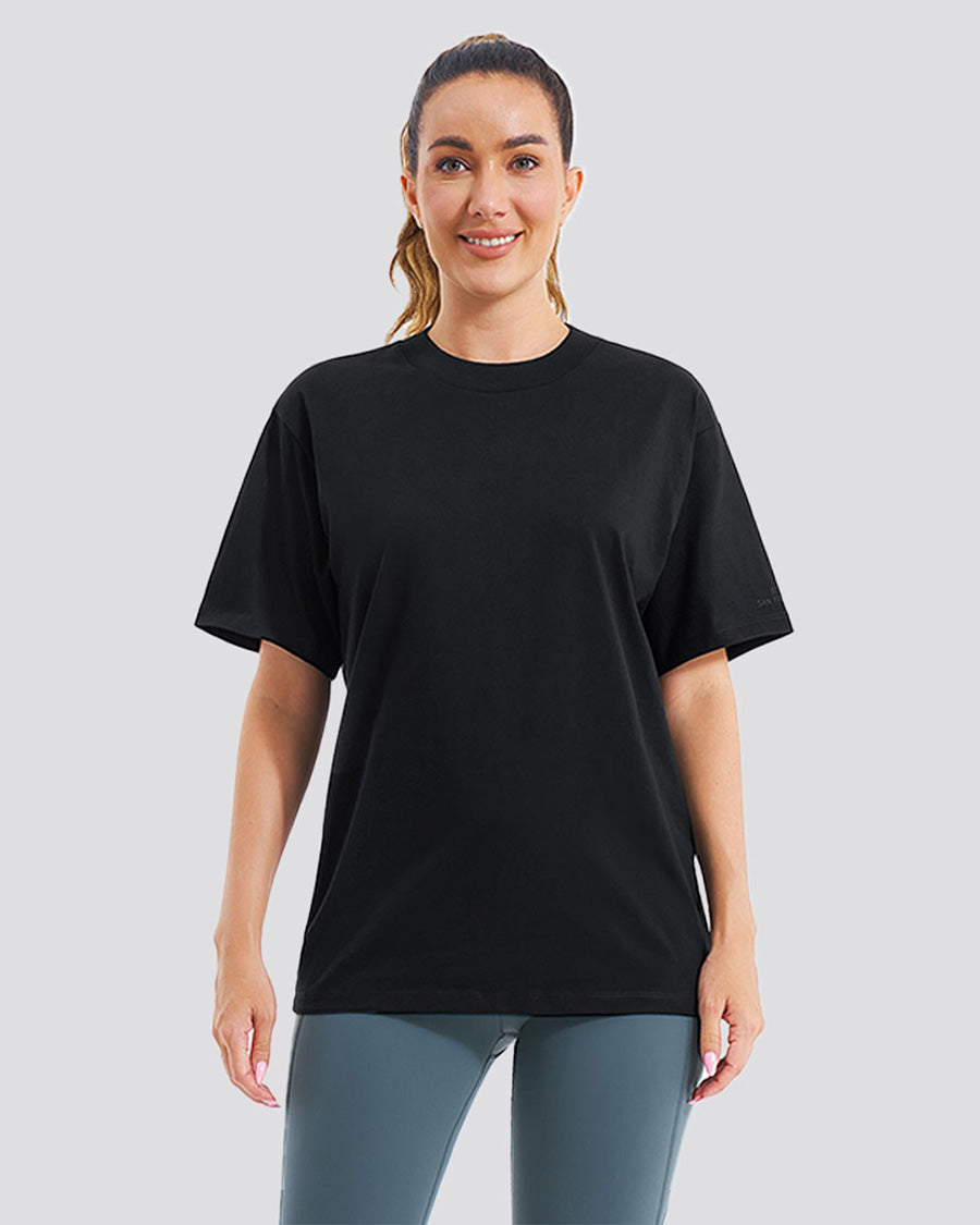 Black womens cotton t-shirts front view 