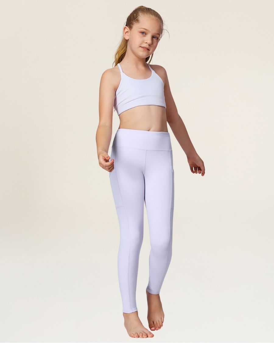Lavender Girls Athletic Leggings - View 1